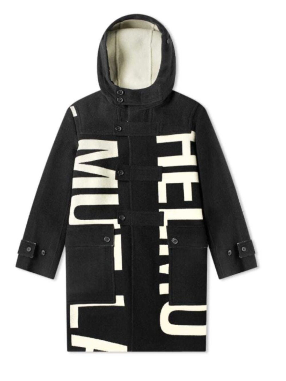 Helmut Lang Logo Coat Duffel Duffle Souble Faced Wool